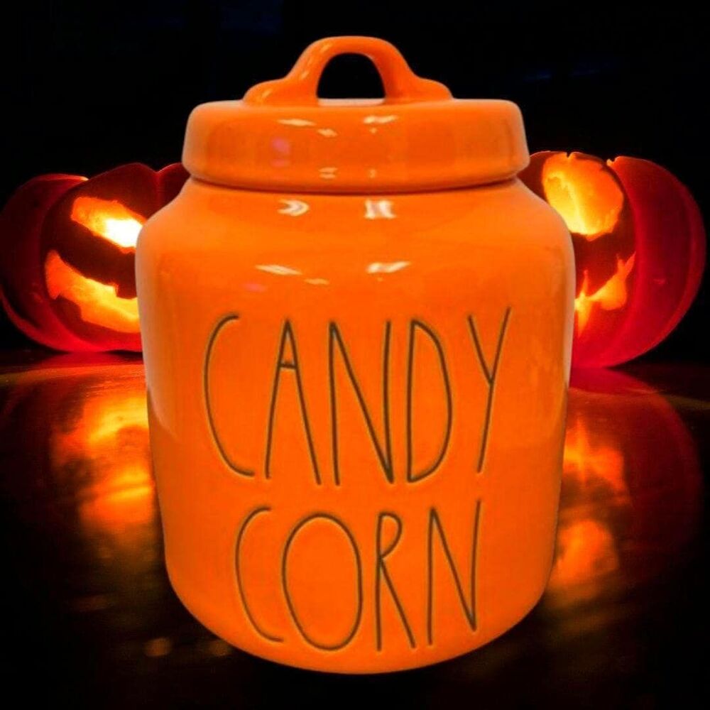 Rae Dunn Halloween Large Chubby Orange CANDY CORN Canister